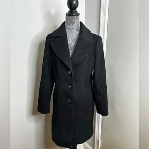 George Simonton Studio Designer Black Wool Peacoat. Sz: 10 Petite.